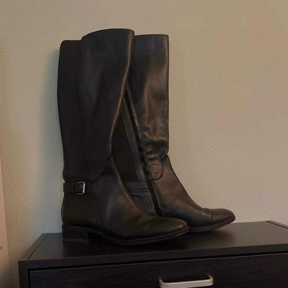 Sam Edelman Black Leather Knee-High Boots